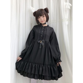 Váy đen babydoll kiểu loli dáng xòe dài tay / ngắn tay - váy đi chơi/. cosplay