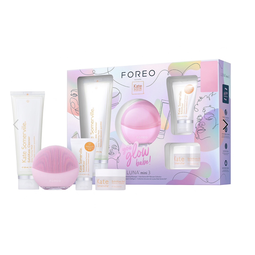 Set máy rửa mặt Foreo Luna Mini 3 và dưỡng da mini Kate Somerville