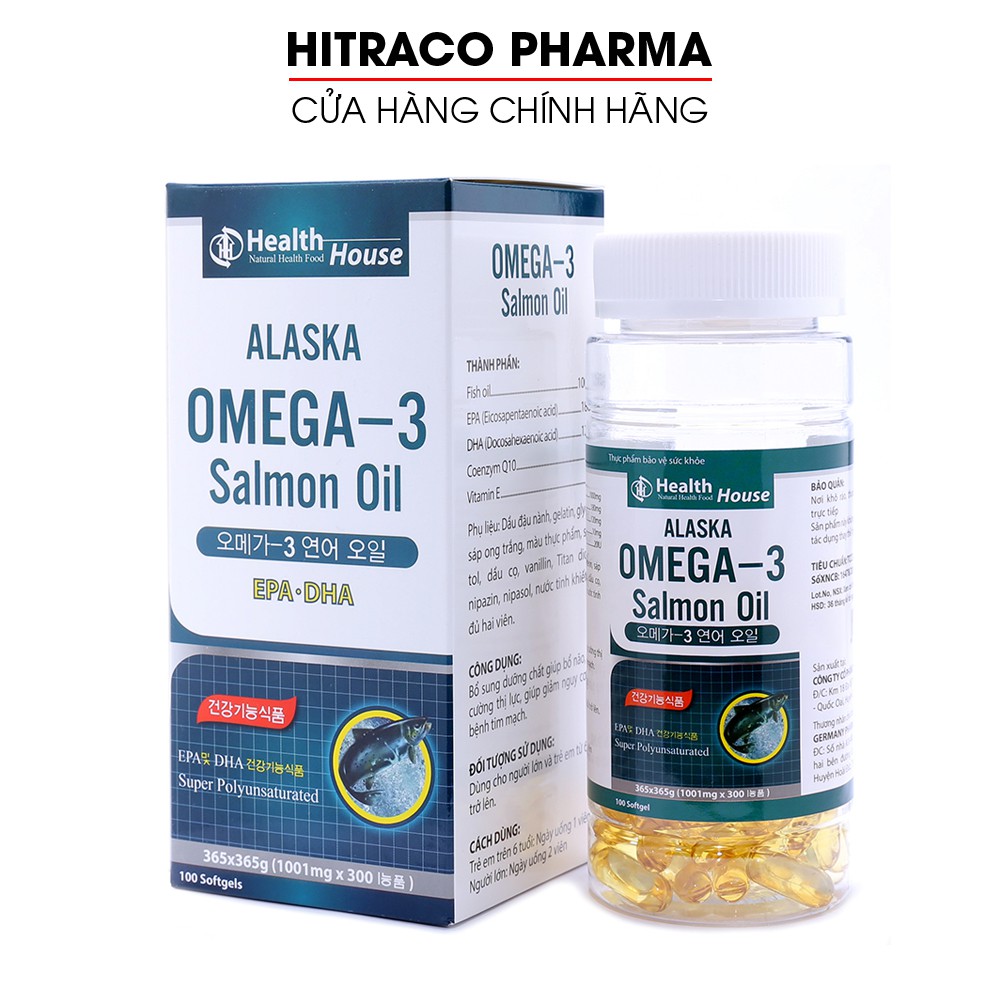 Viên dầu cá Alaska Omega 3 bổ não, sáng mắt, khỏe tim mạch, tăng trí nhớ - Hộp 100 viên [Alaska Omega 3 Đen]