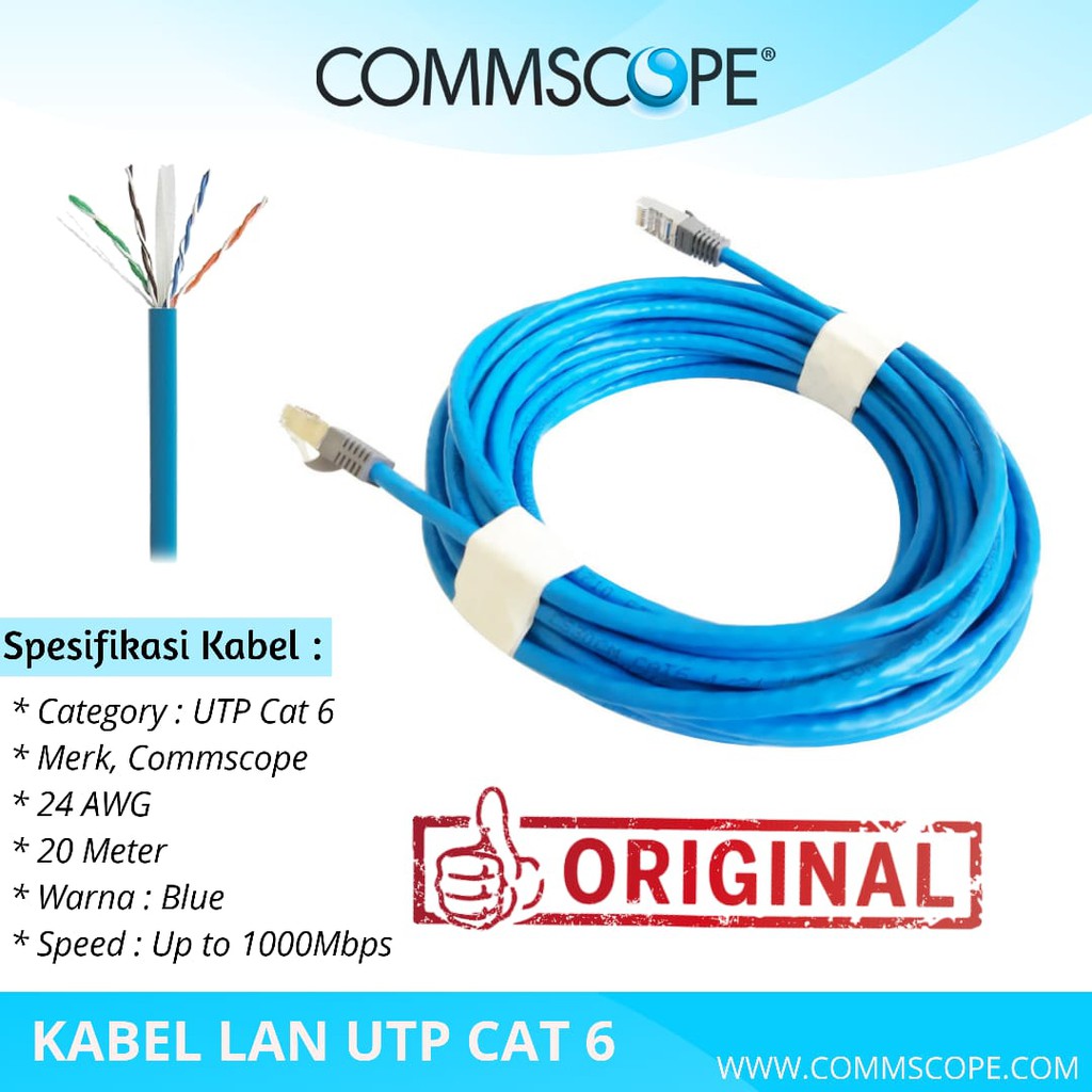 Cáp Lan Utp Cat6 Lan 20m Ftp Stp Amp Commscope Utp Cat6