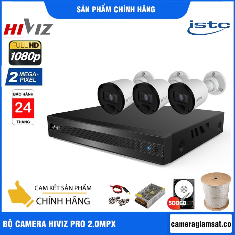 [FREESHIP⚡️]TRỌN BỘ CAMERA GIÁM SÁT HIVIZ PRO FHD 1080P KÈM HDD 500GB - BỘ [1/2/3/4] CAMERA 2.0MP, ĐỦ PHỤ KIỆN KÈM THEO