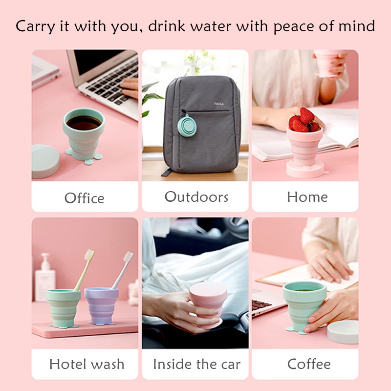 Cốc Uống Nước Gấp Gọn Bằng Silicone Chống Rơi Vỡ Tiện Dụng Mang Theo Du Lịch
