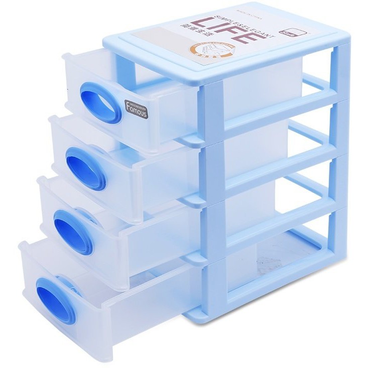 Tủ nhựa 4 ngăn khéo đựng đồ Famous Tienich168 TI84 (Xanh)