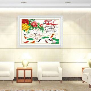 Tranh thêu chữ thập Đồng hồ phát 69x50cm LV3117