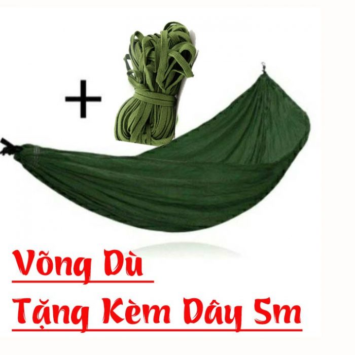 Võng dù 2 lớp dày dặn tặng kèm 5m dây dù_Võng Xếp Thảo Điều