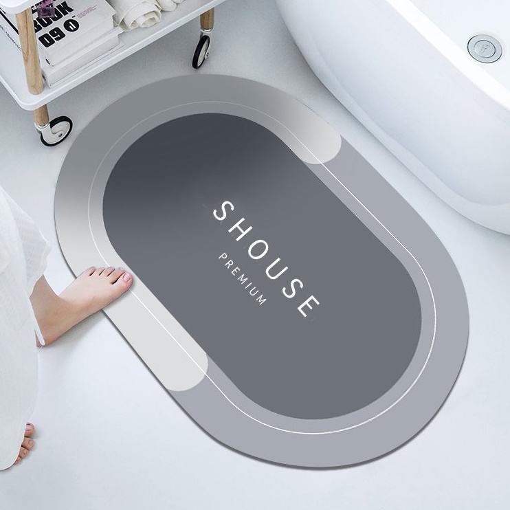 Thảm Chùi Chân lau chân Silicon siêu thấm hút nước vân đá đế cao su chống trơn trượt phòng tắm cao cấp khách sạn
