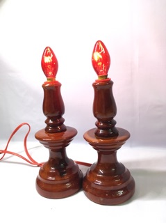 Đèn bàn thờ điện hàng đẹp, chất lượng- Đèn bé - Gỗ tràm MS 01