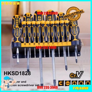 Bộ 18 tua vít dẹp và bake Total Ingco Bộ tuốc nơ vít chất liệu CR-V chịu nhiệt 1234