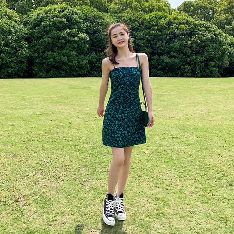 Đầm Hai Dây Mùa Hè Họa Tiết Hoa Phong Cách Mori Fairy Thời Trang Mới 2021