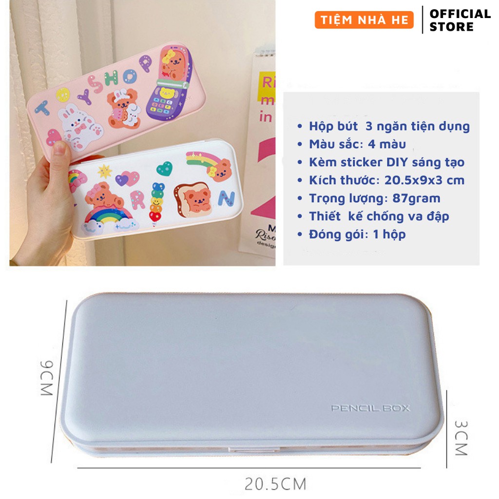 Hộp Bút Cute Tiệm Nhà He, Cho Bé Gái Thỏa Sức Sáng Tạo Cùng Sticker DIY Đi Kèm