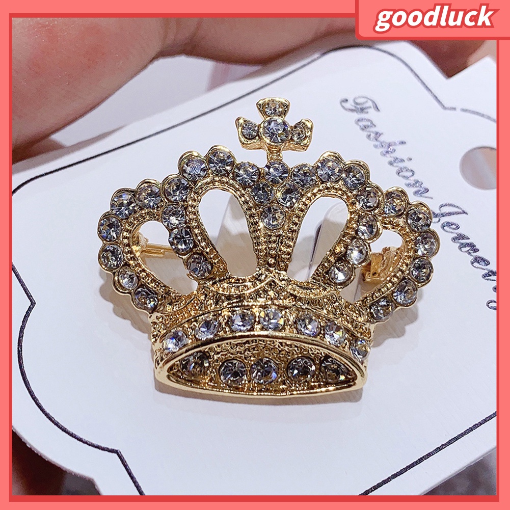 Trâm Cài Áo Hình Vương Miện Đính Đá Và Ngọc Trai Thời Trang