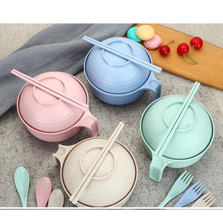 Bộ ca mỳ lúa mạch có nắp, dũa, muỗng, nĩa