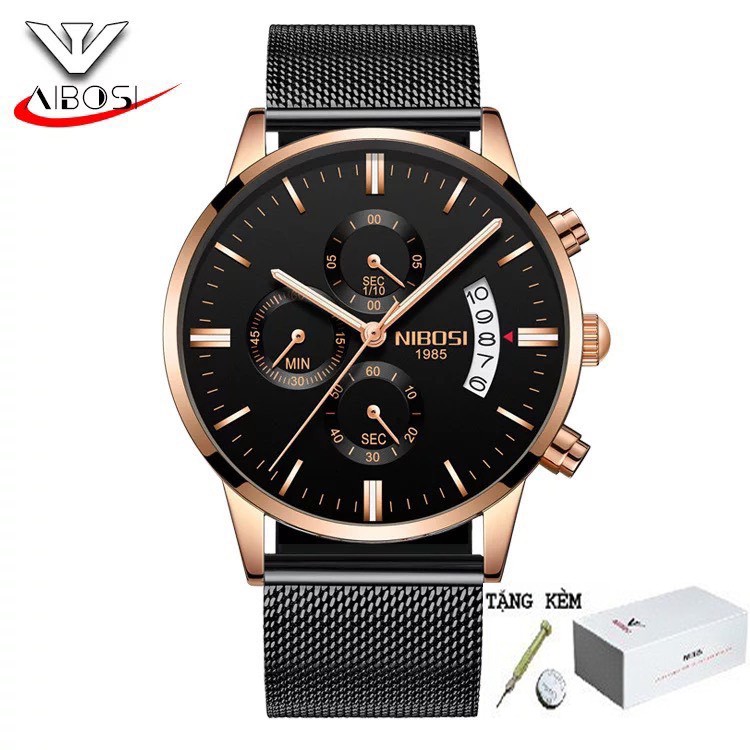 Đồng Hồ Nam Cao Cấp - Đồng Hồ Nam Nibosi 1985 - Chạy Full Kim + Pin Dự Phòng + Phụ Kiện Tháo Mắt