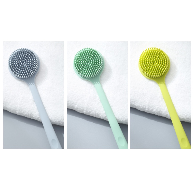 Bàn chải chà lưng cán dài làm sạch cơ thể bằng silicon