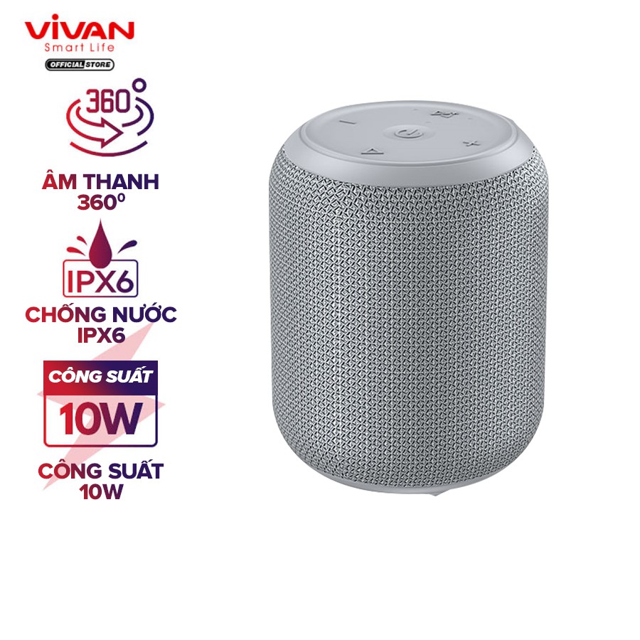 Loa Bluetooth 5.0 VIVAN VS12 Hi-Fi Công Suất 10W - Chống Nước IPX6 - Hỗ Trợ Kết Nối Cổng AUX/MicroSD