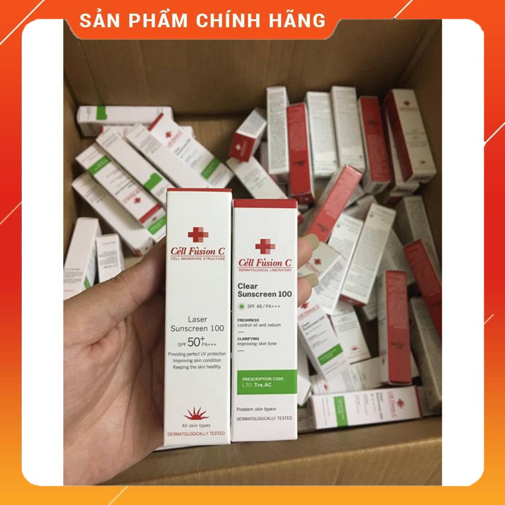 [Auth - có bill] Kem chống nắng Cell Fusion C Laser Sunscreen 100 SPF50 10ml dành cho da hư tổn