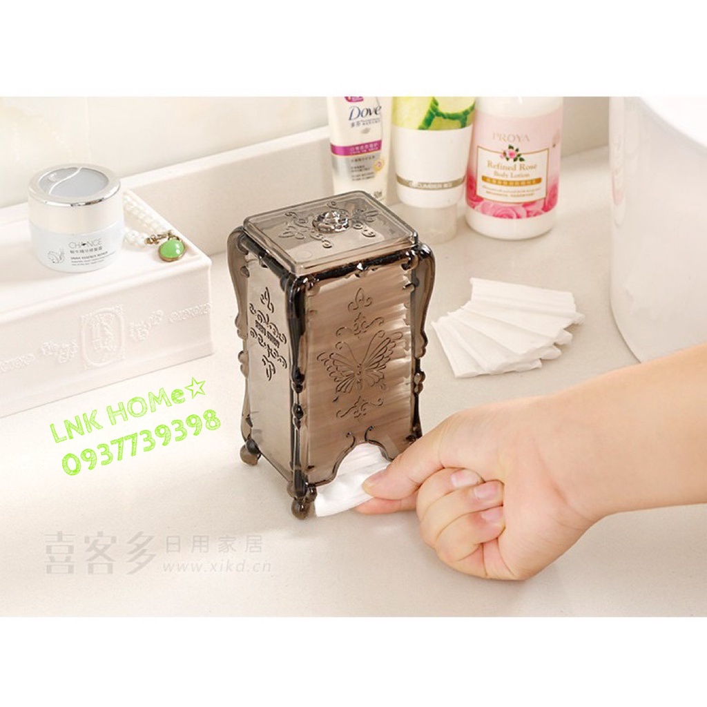 Hộp đựng bông tẩy trang hình chữ nhật cách điệu xinh xắn