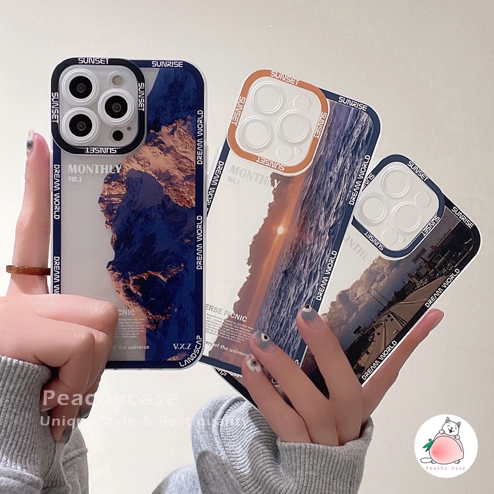 Ốp Điện Thoại TPU Mềm Bo Viền Họa Tiết Núi Phú Sĩ Cho iPhone 13 12 Pro Max 11 Xr Xs Max X 7 8 Plus X