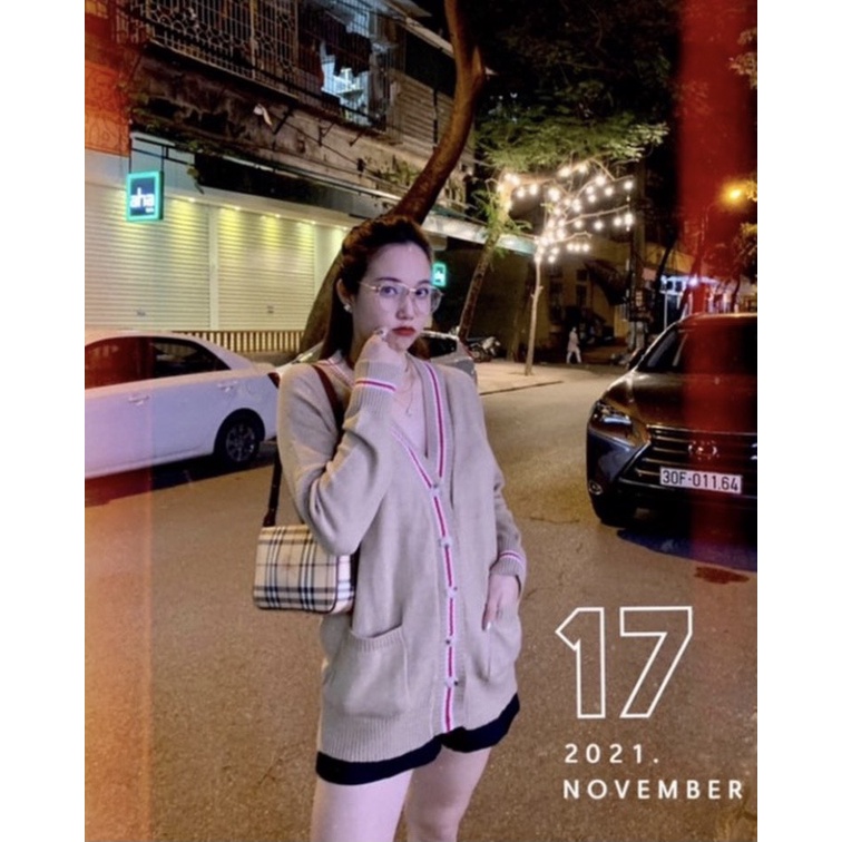 Áo Khoác Cardigan Cổ Viền Hai Túi Hot HIt! Ulzzang style Hàng Quảng Châu