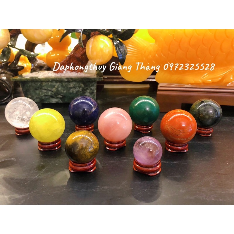 Quả Cầu Đá Mini Phong Thuỷ Đủ Màu Các Mệnh