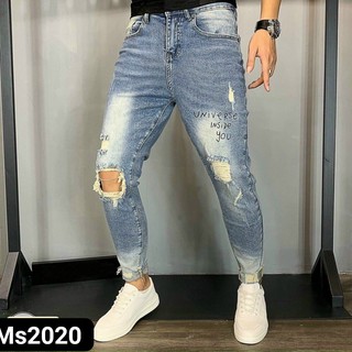 THÔNG TIN SẢN PHẨM : Quần jean nam rách co giãn, jean size lớn