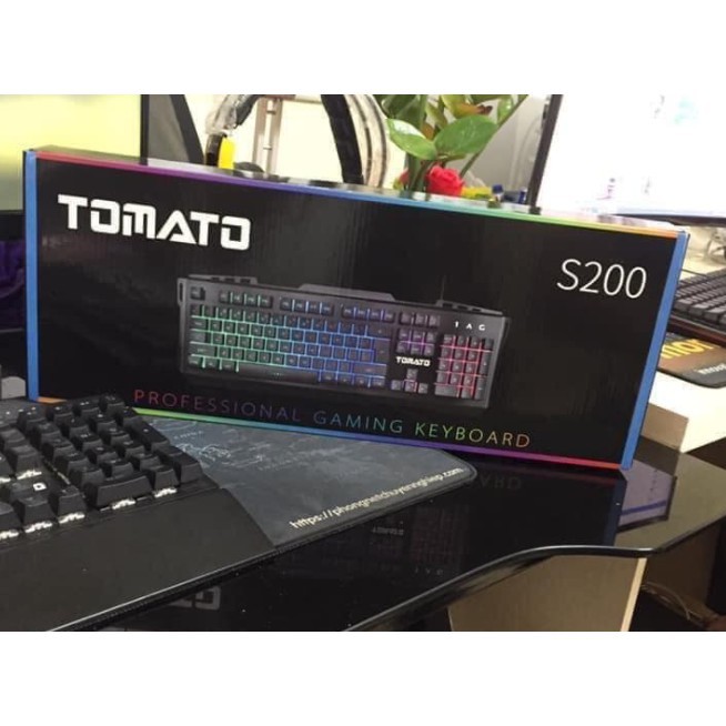 Bàn phím giả cơ máy tính chuyên game Tomato S200 Có Dây / Led RAINBOW Chống Nước Lý tưởng cho quán Game