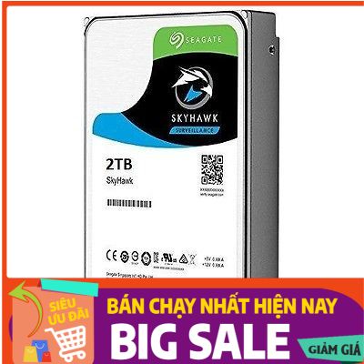 ST2000VX008 -  Ổ cứng 2 TB SEAGATE SKYHAWK - Hỗ trợ ghi hình 32 kênh, hoạt động liên tục 24/7. SP chính hãng BH 36 tháng