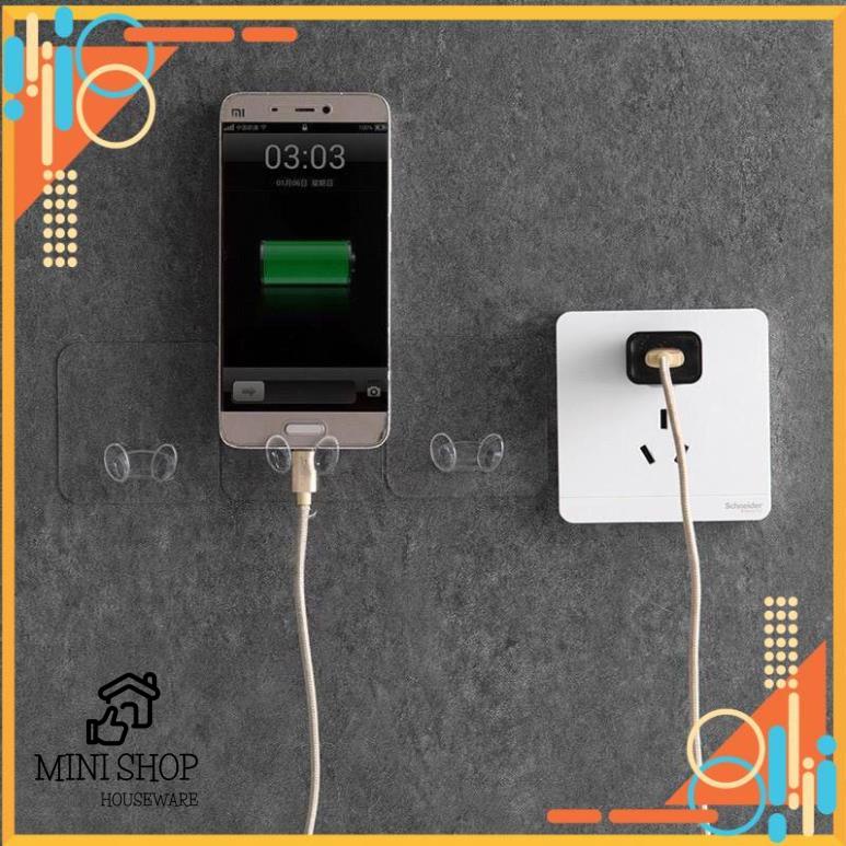 Móc Dán Tường 2 Tai Cao Cấp Kẹp Giữ Phích Cắm, Dây Điện, Kệ Đỡ Sạc Điện Thoại.