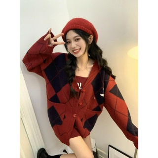 Áo Cardigan Dày Dặn, Phong Cách Mới Màu Đỏ