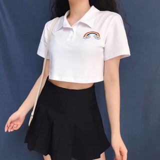 ÁO CROP CỔ BẺ THÊU ( kèm hình thật )😍