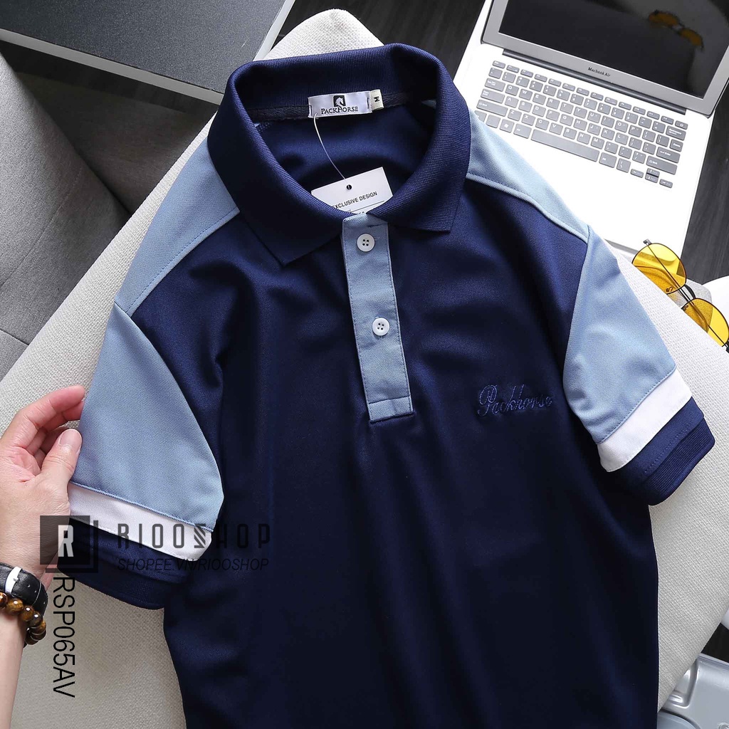 Áo polo form rộng nam, áo phông nam có cổ polo đẹp tay ngắn có size lớn big size phối 2 màu PH RSP065AV Riooshop | BigBuy360 - bigbuy360.vn