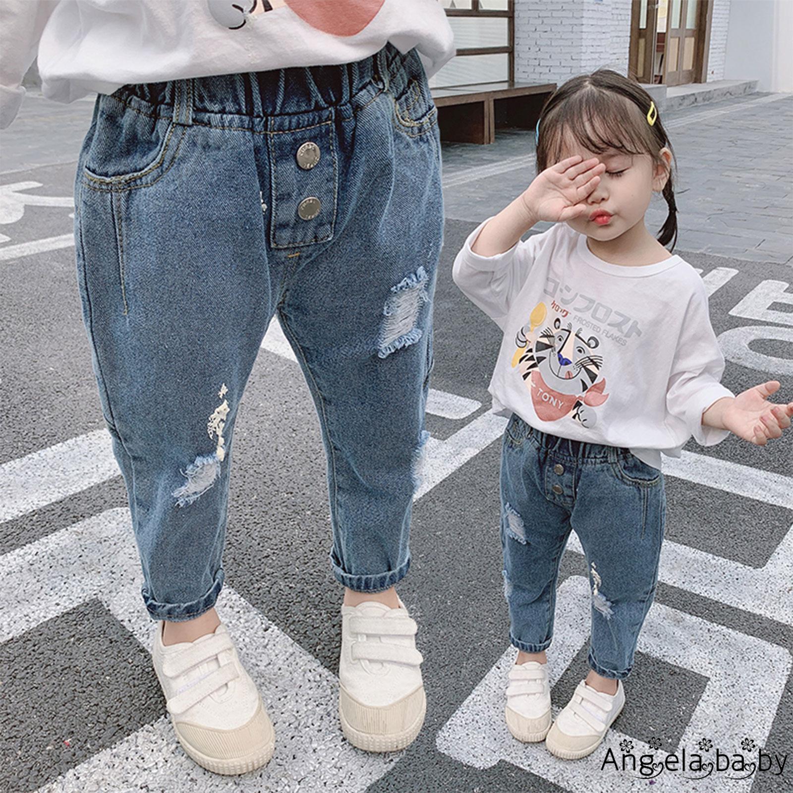 Quần Jeans Rách Lưng Thun Thời Trang Cho Nữ