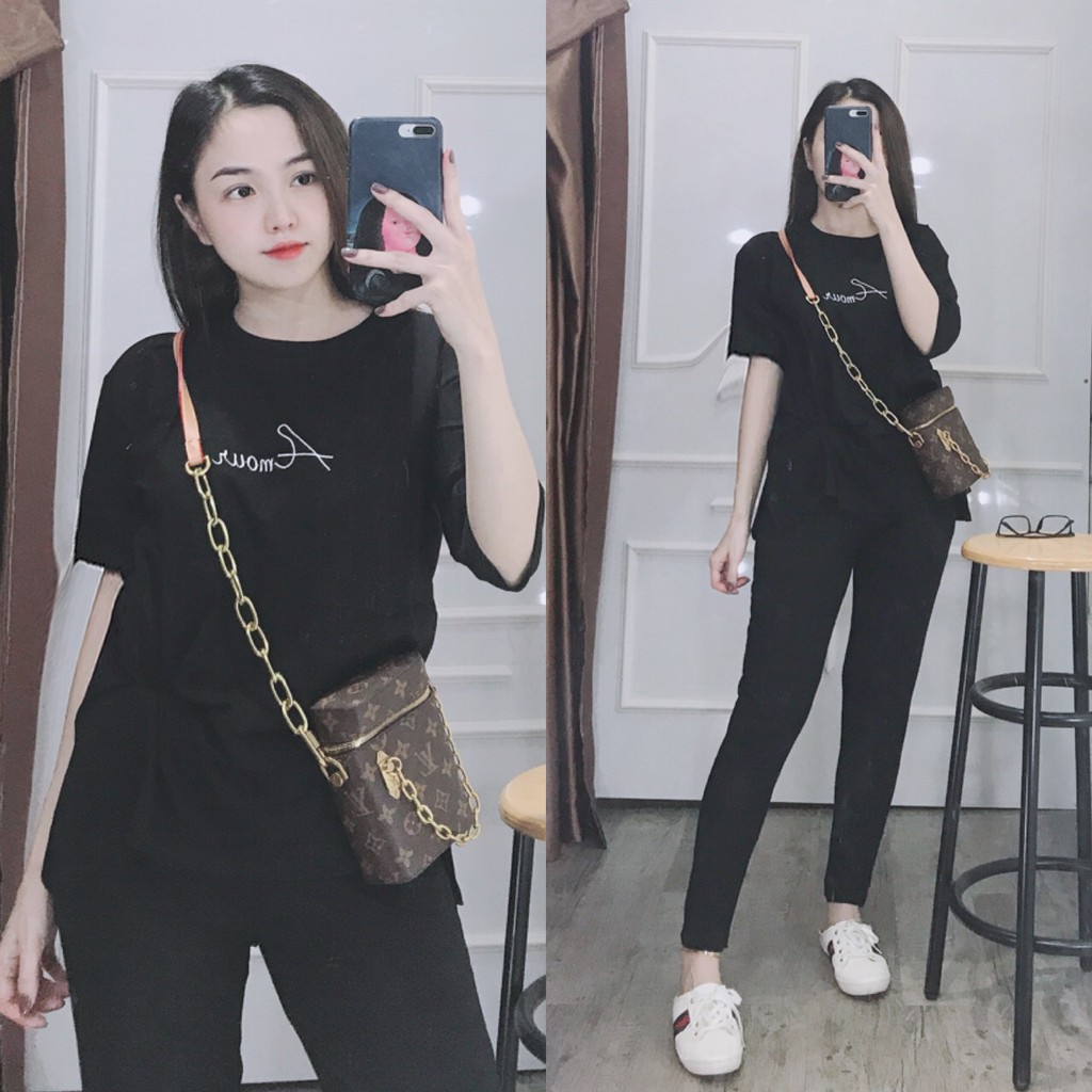 [Mã 252FASHIONSALE giảm 12% đơn 99K] Set Đồ Cotton Nữ - Logo Thêu Chữ - SP Y Hình | BigBuy360 - bigbuy360.vn