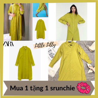 🍃☘️váy sơ mi vạt bầu túi ngực_đầm suông dáng dài 🌿 🌿