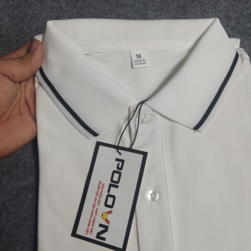 Áo thun polo nam cổ bẻ Basic màu Trắng Sọc Đen ,vải cá sấu 4 chiều co giãn - không xù lông, không ra màu,thấm hút mồ hôi