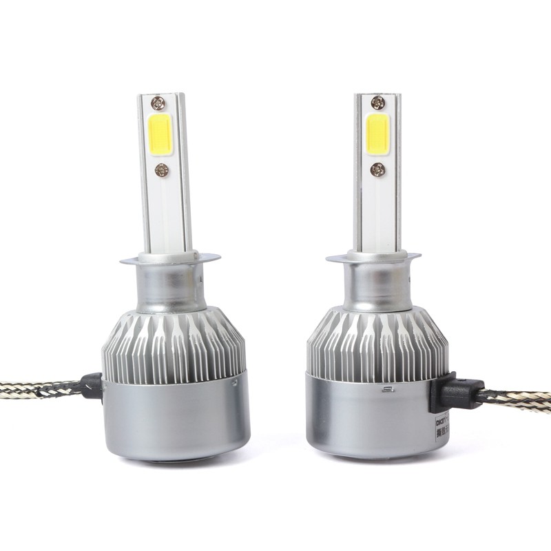 2 Đèn Pha Led C6 Cob H1 36w 7600lm Ánh Sáng Trắng Cho Xe Hơi