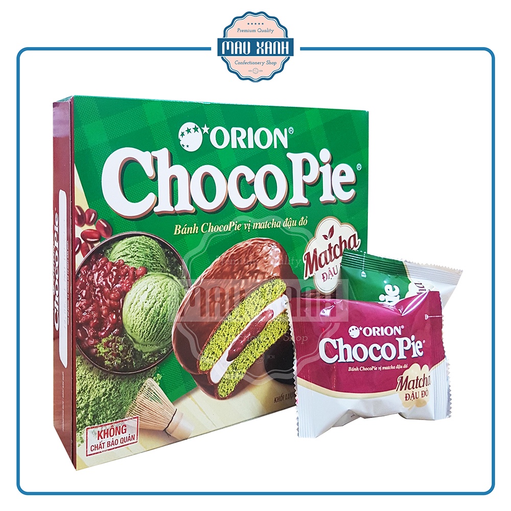 Bánh Chocopie Trà Xanh Matcha Đậu Đỏ - Hộp 360g (12 Cái)