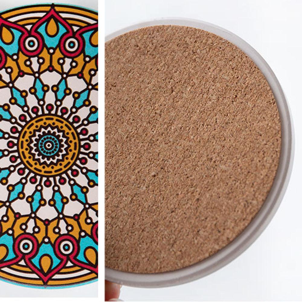 1 Tấm Lót Bàn Ăn Chống Trượt Hình Tròn In Họa Tiết Hoa Mandala
