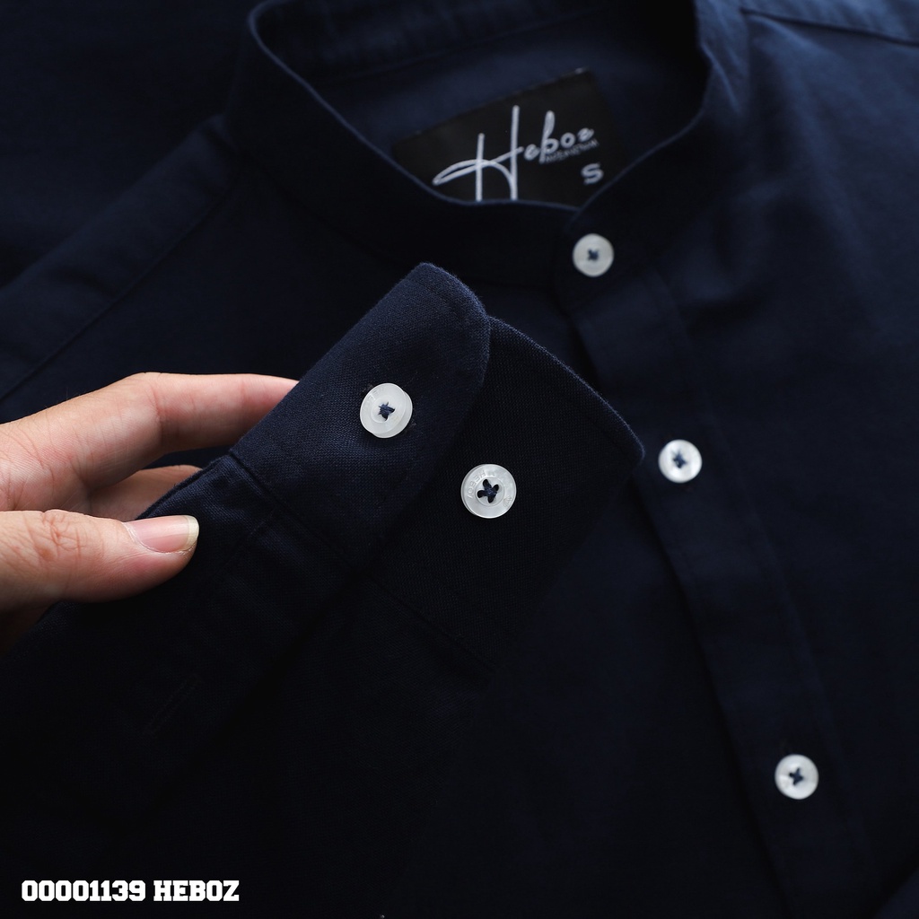 Sơ mi cổ trụ nam Heboz 4 màu , vải oxford cao cấp ít nhăn , form slimfit tôn dáng - 00001139