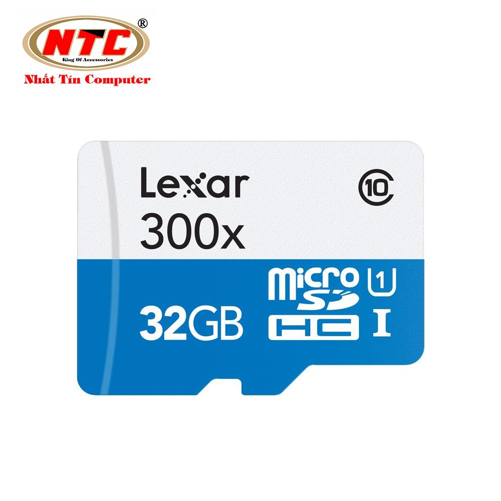 Thẻ nhớ MicroSDHC Lexar 32GB Class 10 300x 45Mb/s kèm adapter - không box (Xanh)