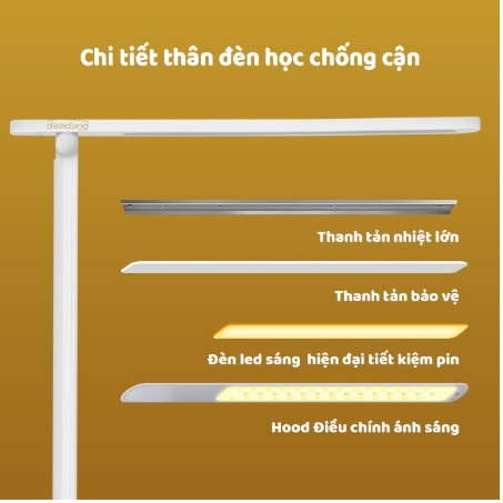 Đèn Học Để Bàn Chống Cận Thị Cảm Ứng Ánh Sáng Trắng Vàng Pin Sạc Có Giá Đỡ Điện Thoại Vân Giả Da Phong Cách Châu Âu