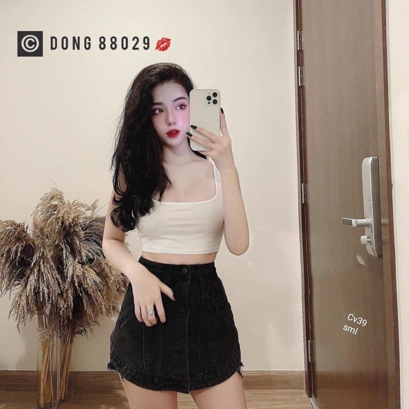 Áo croptop cổ vuông dây A5213