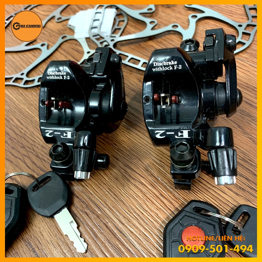 Bộ Phanh Dĩa Nhôm RAMBOMIL F2 Có Khóa Công Nghệ Mới Cho Xe Đạp Thể Thao - F160/R140 &amp; R160/F180