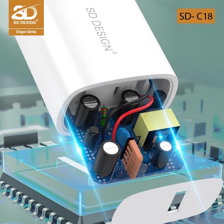 Bộ Sạc Nhanh C18 50W Chính Hãng SD DESIGN ,Sạc Nhanh Siêu Tốc Cho Điện Thoại