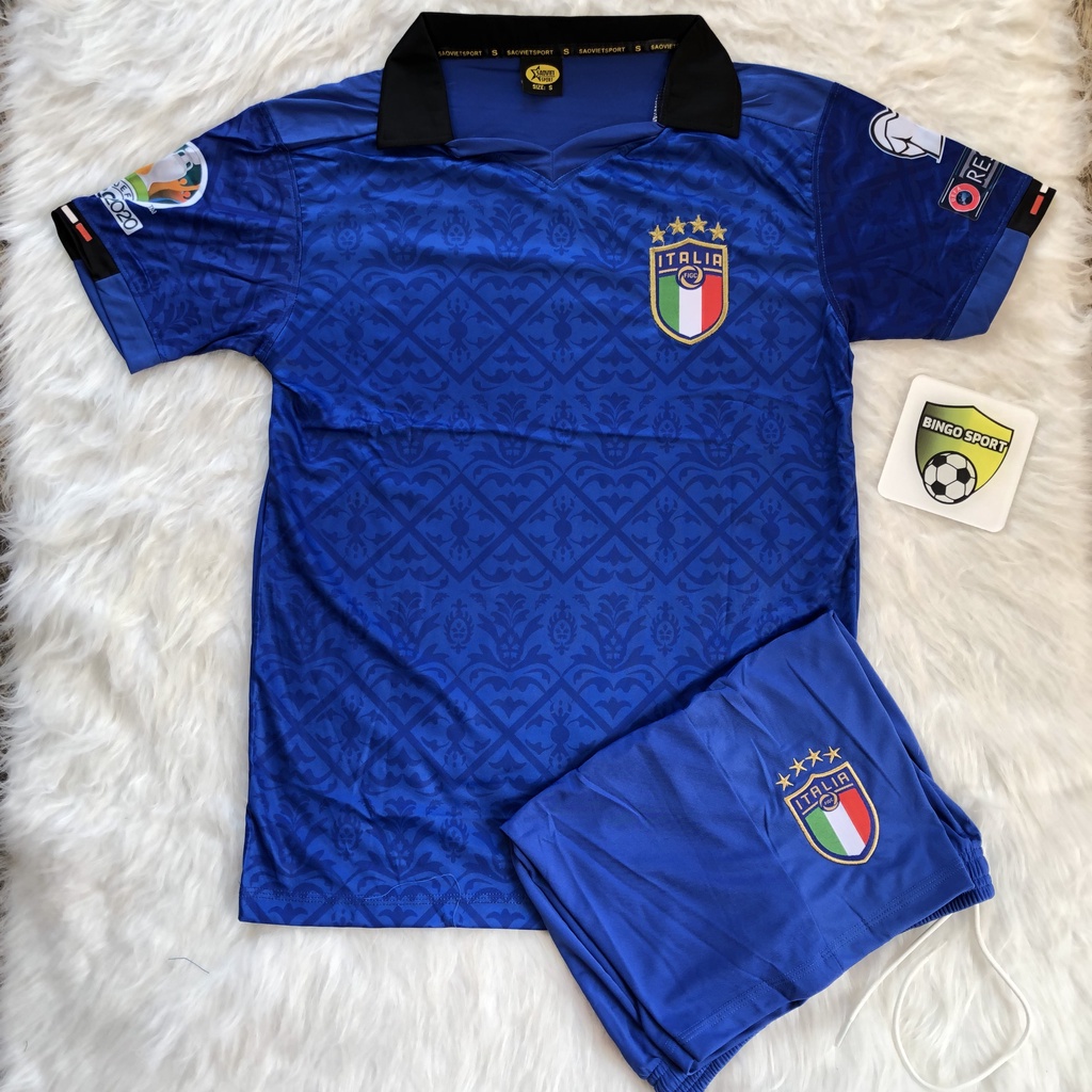 Quần Áo Bóng Đá Tuyển Ý-ITALIA  EURO - Thun Lạnh Logo Thêu Nổi Sân Nhà, Khách, Thứ 3 BINGO SPORT