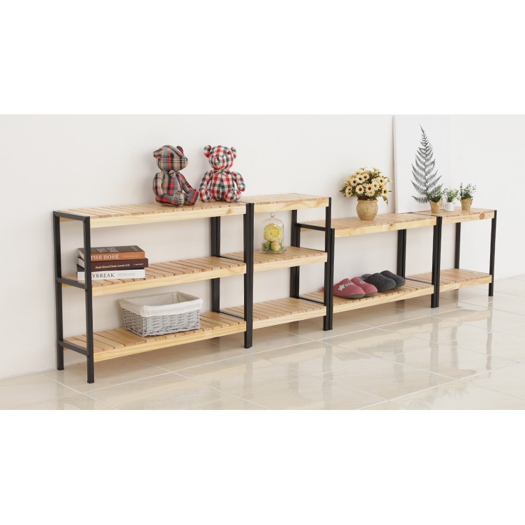 Combo 2 kệ gỗ đa năng chân sắt tĩnh điện màu đen size 50cm - MW FURNITURE - Nội thất trang trí