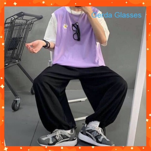 ÁO KIỂU RAGLAN THÊU HOA CÚC TÍM ĐEN CAM UNISEX - ÁO GILE PHỐI HOA CÚC TAY TRẮNG FORM TO