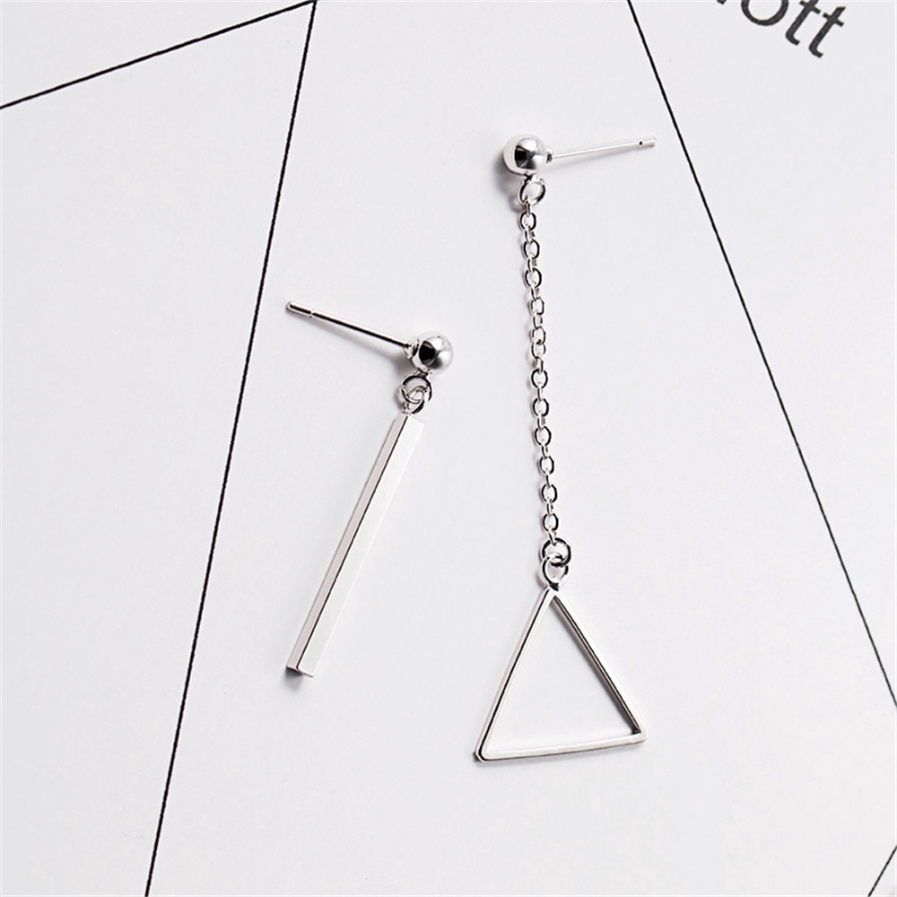 Khuyên Tai Thả Dài Thiết Kế Hình Học Đơn Giản Phong Cách Hàn Quốc