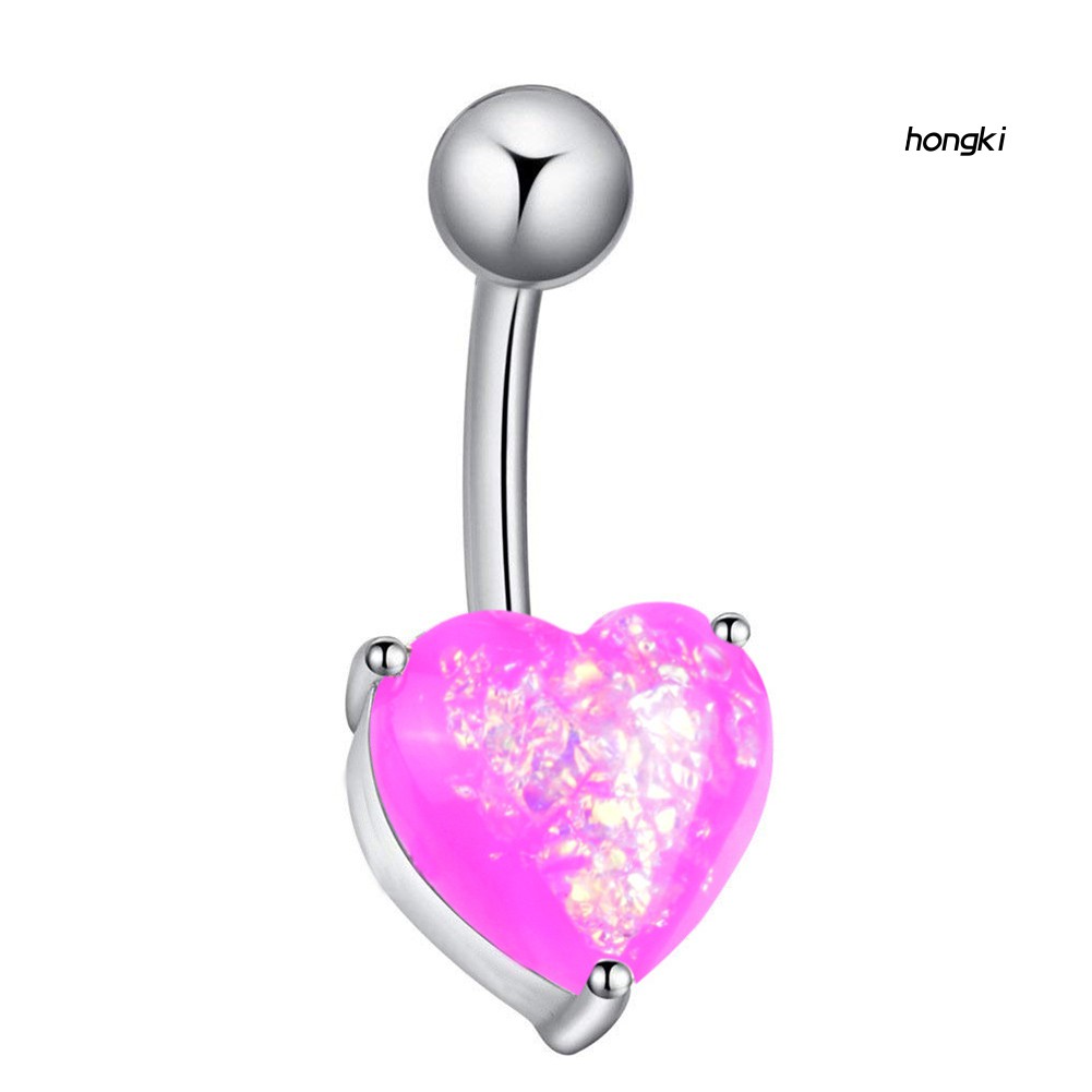 (Hàng Mới Về) 1 Khuyên Rốn Hình Trái Tim Đính Đá Mắt Mèo Giả Thời Trang Cho Nữ