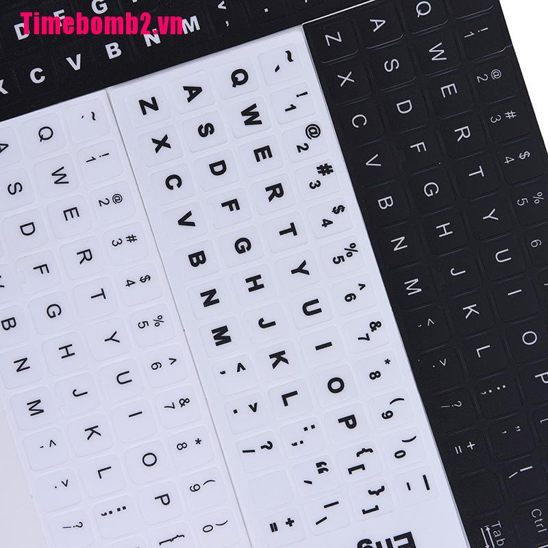 Miếng Dán Bàn Phím Laptop Họa Tiết Chữ Tiếng Anh Màu Trắng Đen
